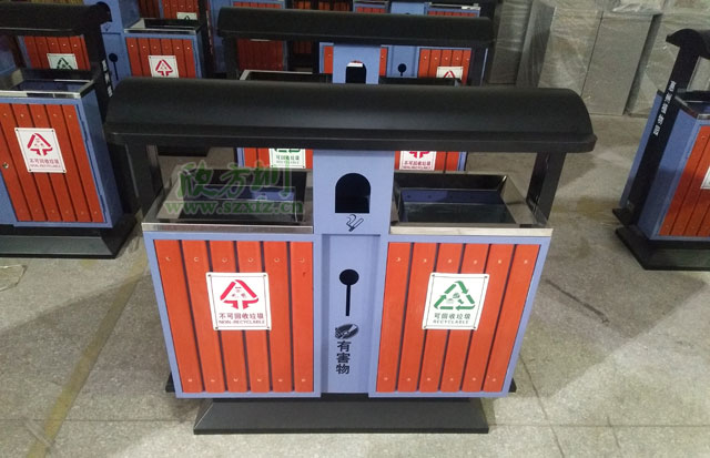 戶外鋼木分類(lèi)垃圾桶廠家生產(chǎn)圖